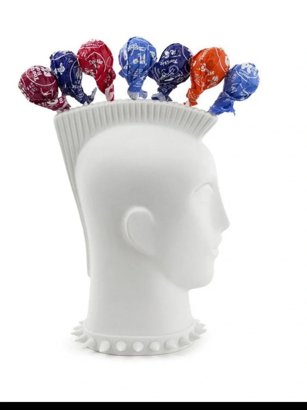 Jonathan Adler Mohawk Lollipop Holder White Porcelain Punk Rock Head Home. Decor